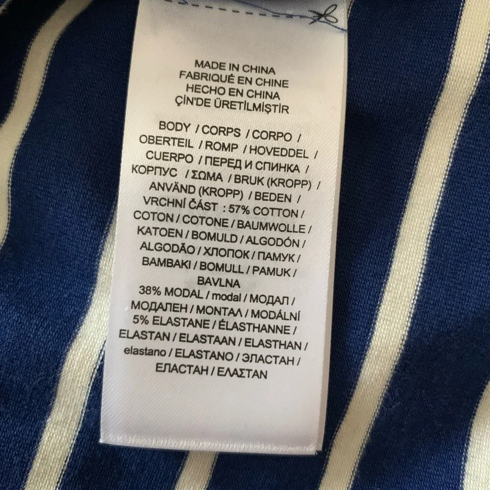 NWT Ralph Lauren Midi Dress Blue w/White Stripes Cold Shoulder Stretch Cotton 14 - Picture 5 of 11